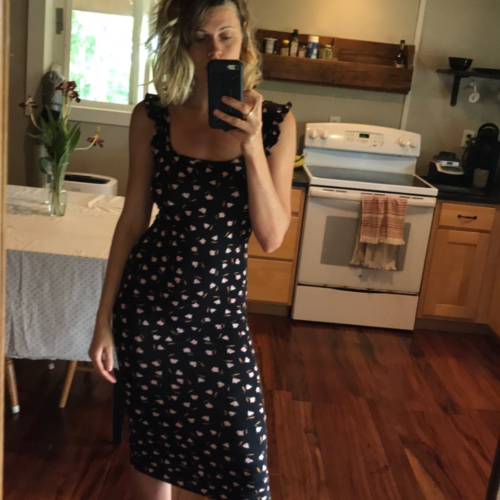 Black dress with little pink flowers